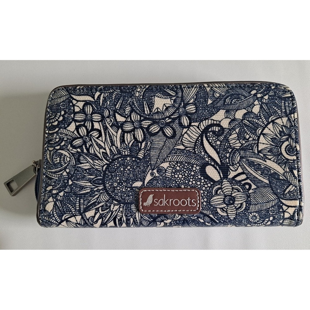 Sakroots Artist Blue Canvas Crossbody Purse With Wallet - Picture 6 of 9